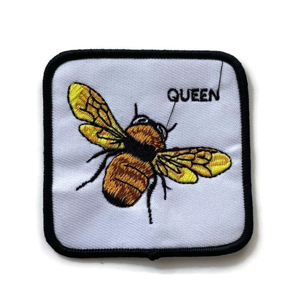 Queen Bee Square Trucker Embroidered Sew On Patch